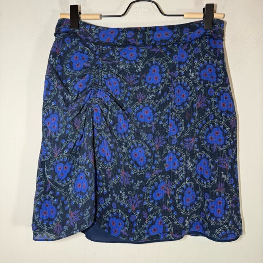 Derek Lam 10 Crosby Ruched Side Skirt Black Floral size 4 - Picture 4 of 9
